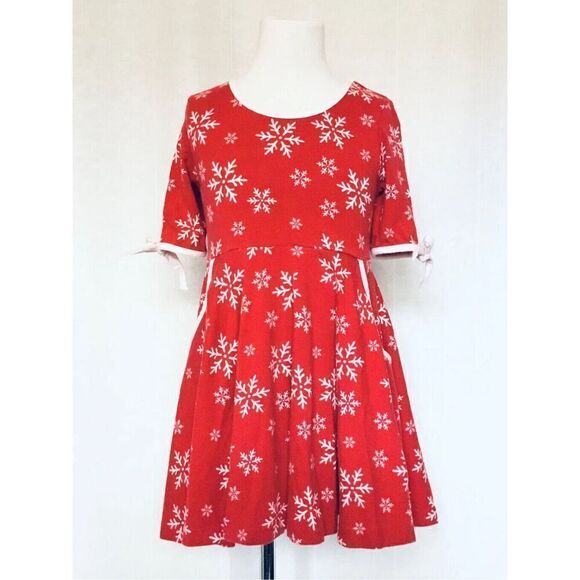 Eleanore Rose Girls 5/6 Red Knit Hadlee Circle Snowflake Dress - Picture 2 of 6